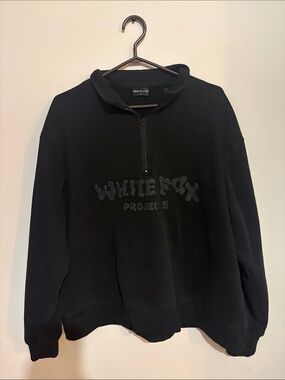 White Fox Boutique Black Half-Zip Logo Pullover